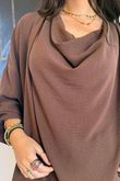 Suki Drape Cowl Blouse Chocolate /10=